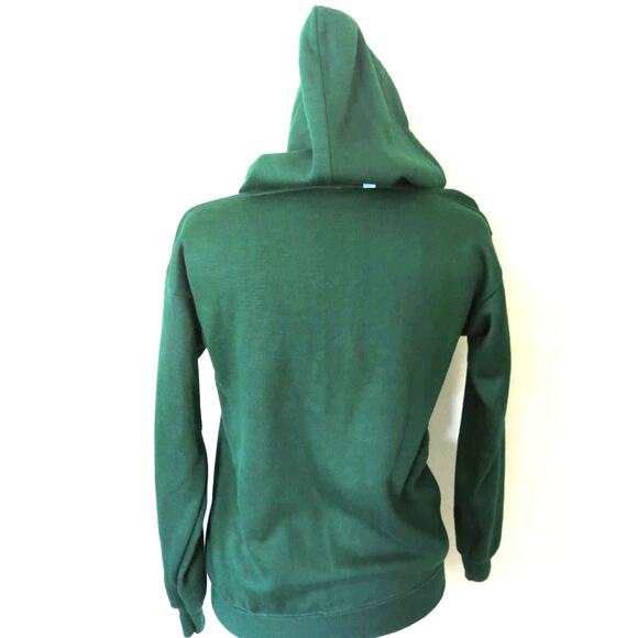 VINTAGE 1970's SEARS Perma Prest Zip Hoodie Size S Sweatshirt Green Casual - Picture 2 of 8